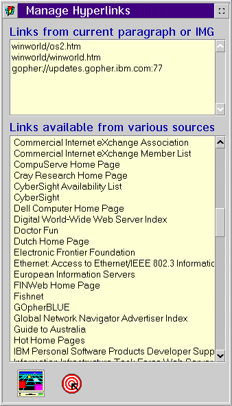 Image of the Link Manager Window